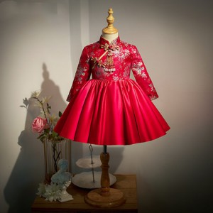 冬季女童中式唐裝 / 長袖宴會禮服