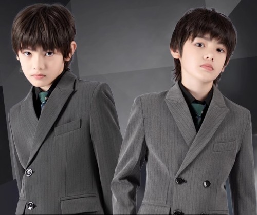 春秋兒童條紋西裝 / 花仔服 / 主持人服 / 演出服 (五件套)